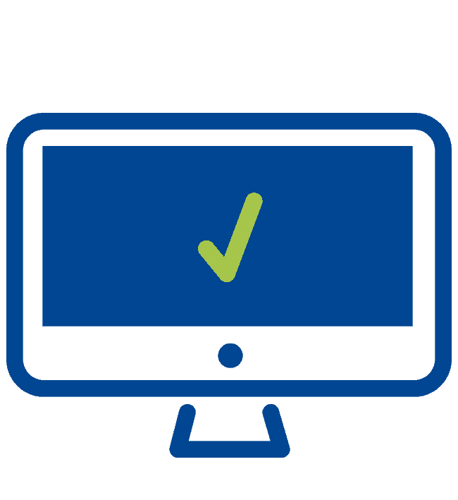 Icon „Monitor mit Haken“